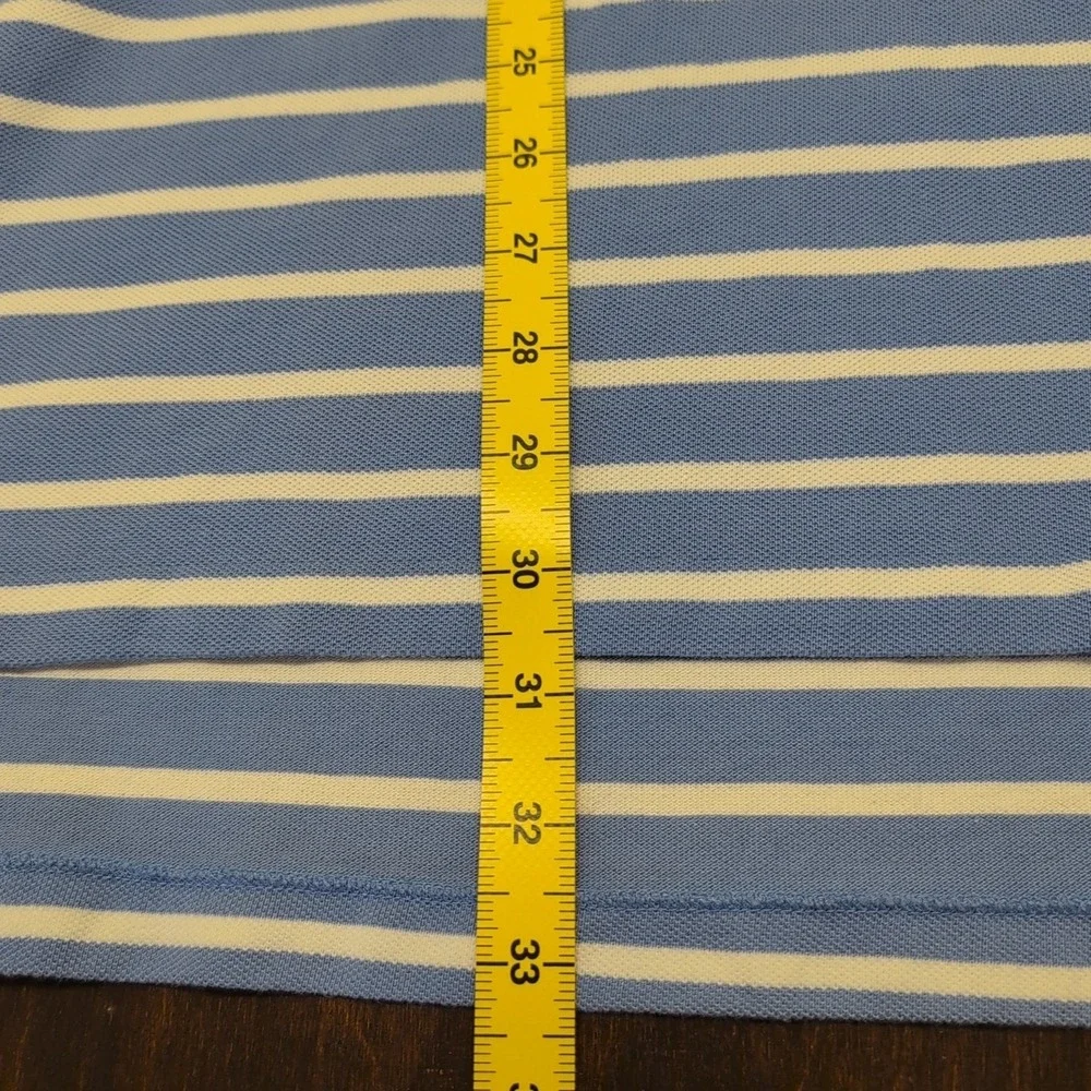 Polo‎ Ralph Lauren Polo Shirt Men's XL Blue White Striped VTG Short Sleeve